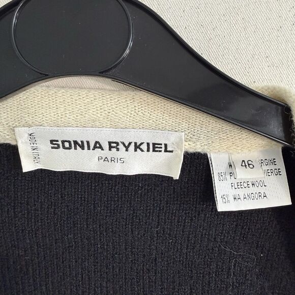Vintage Sonia Sonia Rykiel Womens Wool Cardigan Strip Size 46 Padded Shoulder - Picture 3 of 16